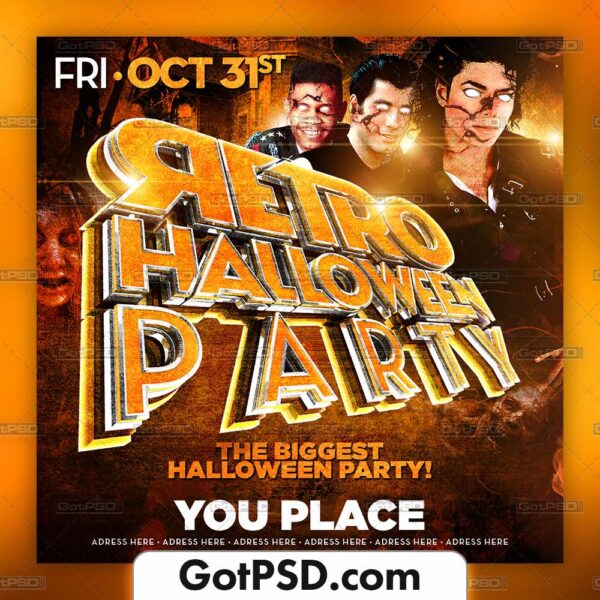 Retro Halloween Party Flyer Psd Template - Gotpsd.com