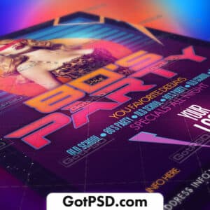 80's Party flyer template- GotPSD.com