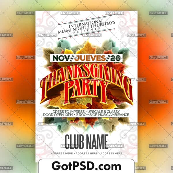 Thanksgiving Party Flyer template - GotPSD.com