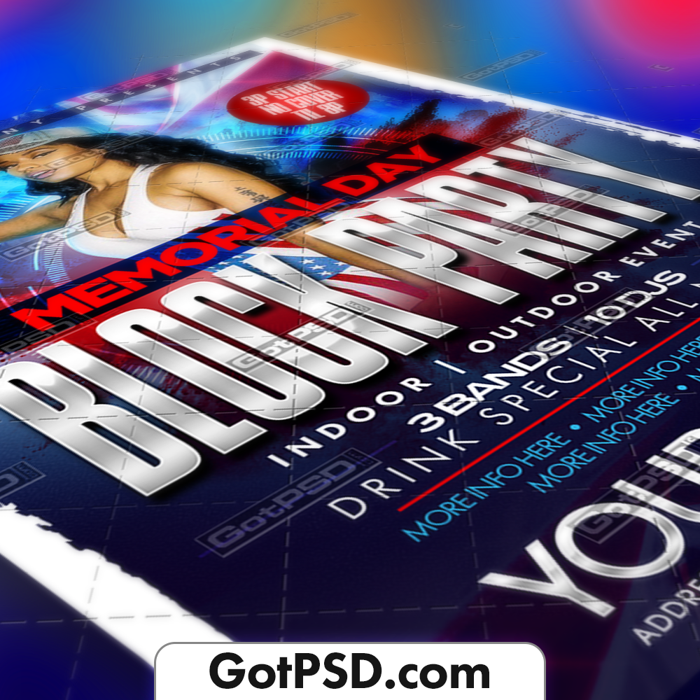 Memorial Day Block Party - https://GotPSD.com For Block Party Flyer Template